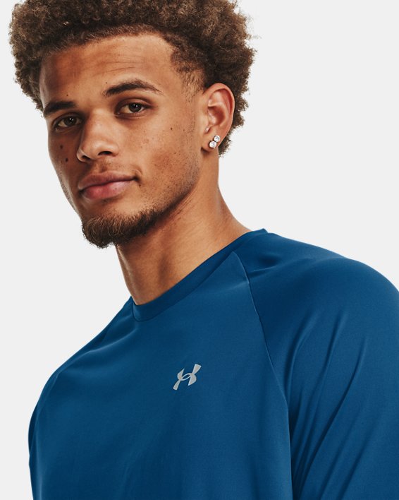 Men's UA Tech™ Reflective Short Sleeve in Blue image number 3